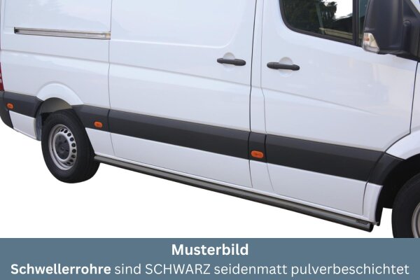 Schwellerrohre SCHWARZ ohne Tritt für Mercedes Sprinter W906 W907 W910 Edelstahl Ø63mm TÜV