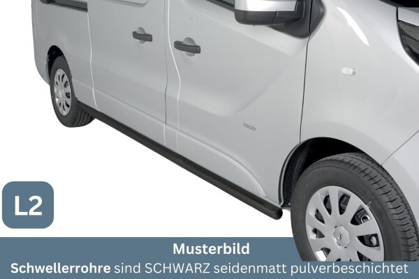 Schwellerrohre SCHWARZ ohne Tritt für Renault Trafic 3 2014- (L2) Edelstahl Ø63mm TÜV