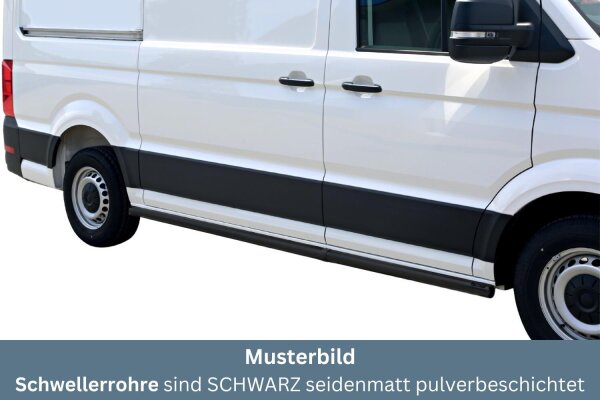 Schwellerrohre SCHWARZ ohne Tritt für VW Crafter Bj.17- Edelstahl Ø63mm TÜV