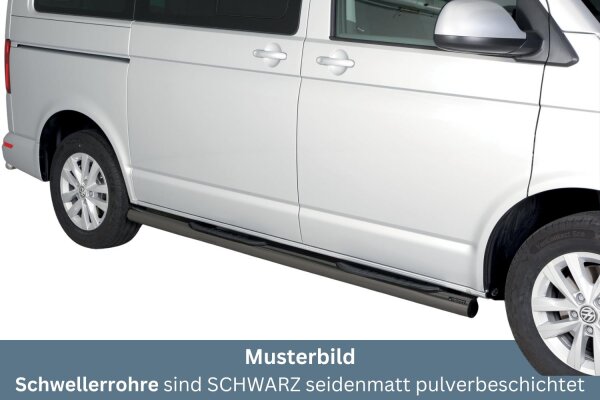 Schwellerrohre mit Tritt SCHWARZ für VW T6 & T6.1 ab Bj.15- Edelstahl Ø76mm mit TÜV