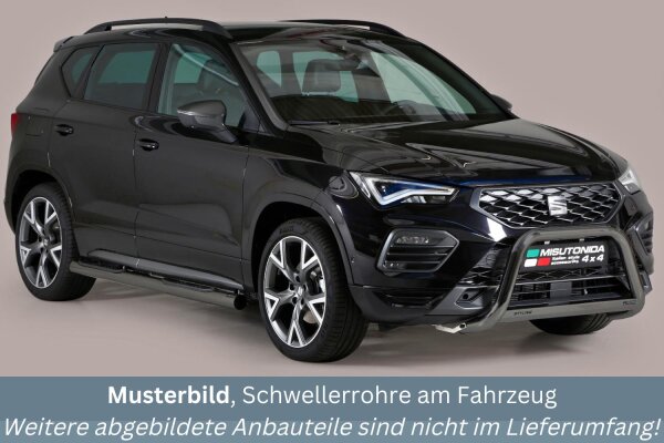 Schwellerrohre SCHWARZ mit Tritt für SEAT Ateca ab Bj.18- Edelstahl Ø76mm mit TÜV