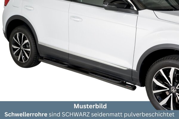 Schwellerrohre SCHWARZ oval mit Tritt für VW T-ROC ab Bj.17- Edelstahl mit TÜV