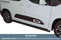 Schwellerrohre SCHWARZ oval mit Tritt für CITROEN Berlingo Bj. 2018- Edelstahl mit TÜV