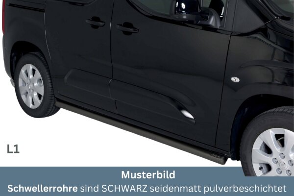 Schwellerrohre SCHWARZ ohne Tritt für OPEL Combo E L1 Bj.18- Edelstahl Ø63mm TÜV