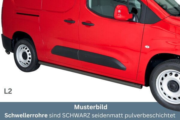 Schwellerrohre SCHWARZ ohne Tritt für OPEL Combo E L2 Bj.18- Edelstahl Ø63mm TÜV