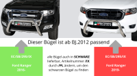 Frontbügel Edelstahl schwarz für Ford Ranger 2019- Ø76mm ABE Frontschutzbügel