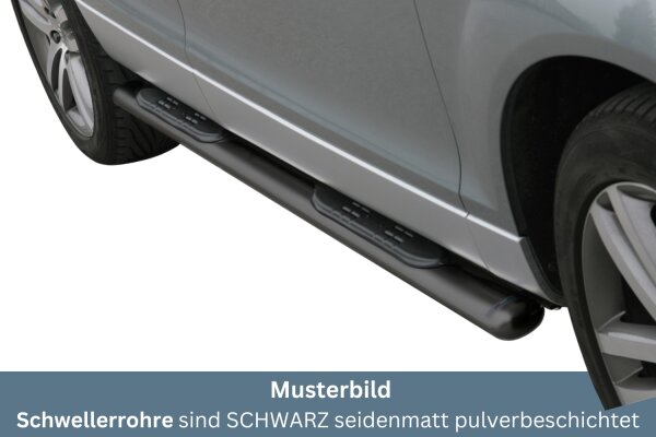 Schwellerrohre SCHWARZ oval mit Tritt für Audi Q7 4L Bj. 2006-2015 Edelstahl 95x52mm mit TÜV