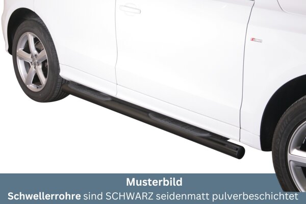 Schwellerrohre SCHWARZ mit Tritt für Audi Q5 (8R) Bj. 2008-15 Edelstahl Ø76mm mit TÜV