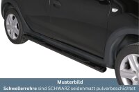 Schwellerrohre SCHWARZ oval mit Tritt für DACIA Sandero Stepway Bj. 2013- Edelstahl 95x52mm mit TÜV