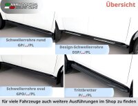Schwellerrohre SCHWARZ oval mit Tritt für DACIA Sandero Stepway Bj. 2013- Edelstahl 95x52mm mit TÜV