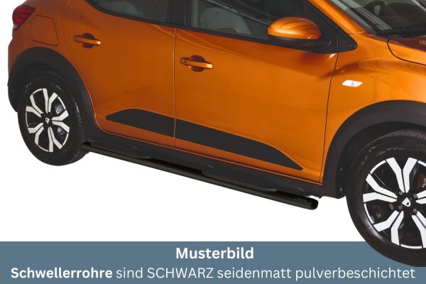 Schwellerrohre SCHWARZ oval mit Tritt für Dacia Sandero Stepway 2021- Edelstahl TÜV