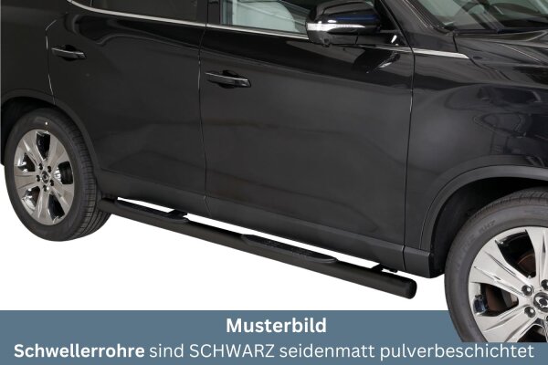 Schwellerrohre mit Tritt SCHWARZ für SSANGYONG Rexton Bj.2023- V2A Ø76mm mit TÜV