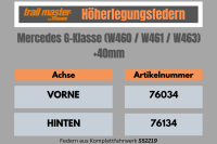 Trailmaster Höherlegungsfedern Hinten für Mercedes G-Klasse +40mm 76134