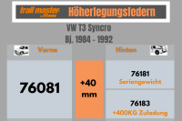 Trailmaster Höherlegungsfedern Vorne für VW T3 Syncro +40mm VA