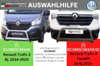 Frontbügel Edelstahl schwarz für Renault Trafic 3 Facelift 2021- Ø63mm mit Gutachten