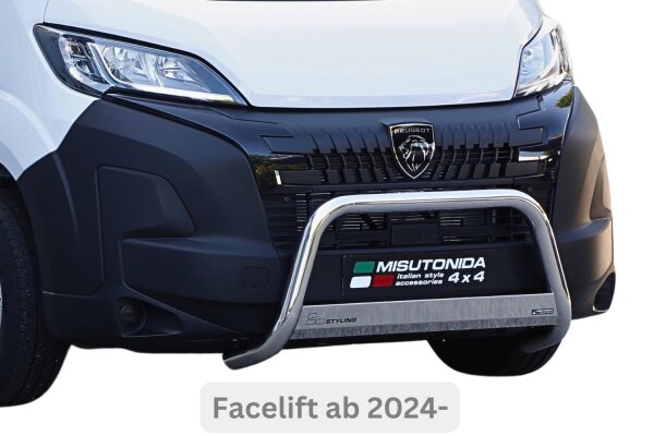 Frontbügel Edelstahl für Peugeot Boxer Facelift 2024 - Ø63mm Frontschutzbügel Gutachten