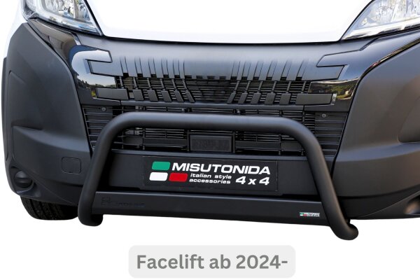 Edelstahl Frontbügel SCHWARZ für FIAT DUCATO Facelift ab 2024 Frontschutzbügel Gutachten