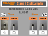 2 Stoßdämpfer Trailmaster für Suzuki Samurai SJ 410 SJ413 0-35mm Bj 9.81- Vorne Hinten