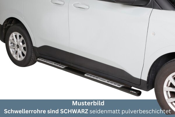 Schwellerrohre SCHWARZ Design für FORD Transit Courier / Tourneo ab Bj. 2024- Edelstahl mit TÜV