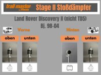 2 Stoßdämpfer Trailmaster für Land-Rover Discovery 2 0-20mm Bj98-04 Vorne Hinten