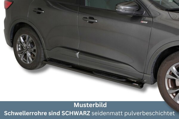 Schwellerrohre SCHWARZ oval mit Tritt für FORD Kuga ab Bj. 2020- Edelstahl mit TÜV