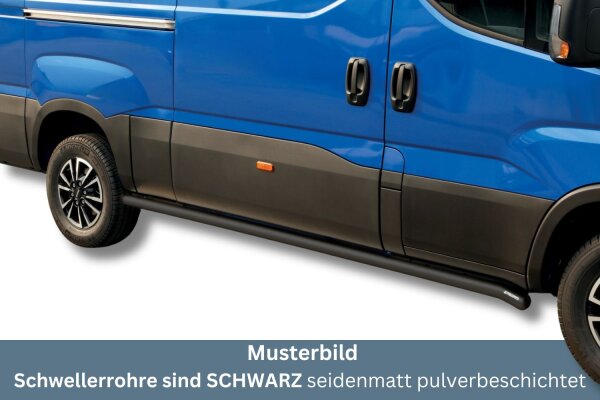 Schwellerrohre SCHWARZ ohne Tritt für IVECO Daily VII 2019- Edelstahl Ø63mm TÜV