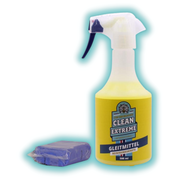 CLEANEXTREME Reinigungsknete BLAU Fein 100g & Gleitmittel 500ml Set